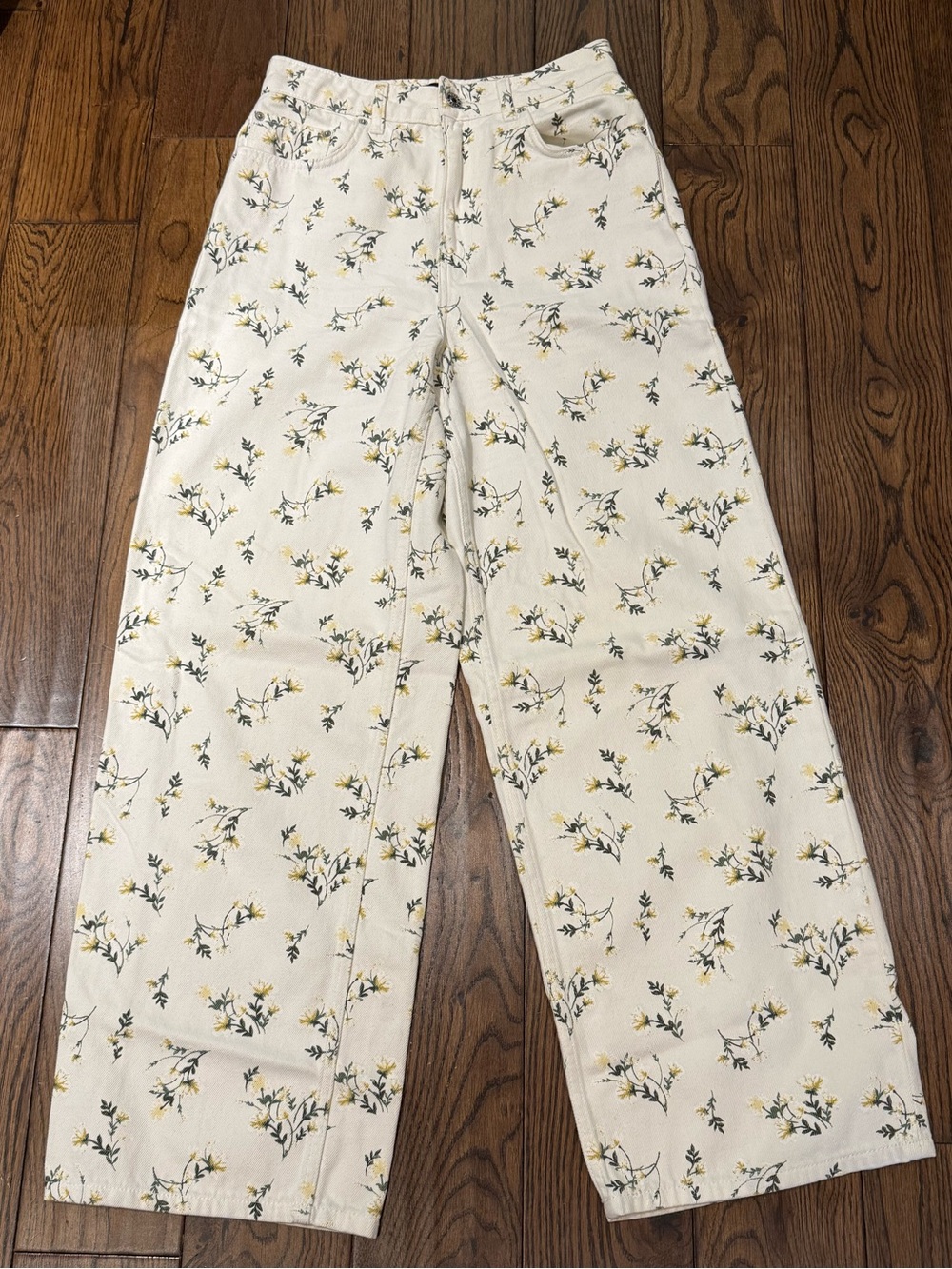 ASOS women’s off white floral Dad jeans